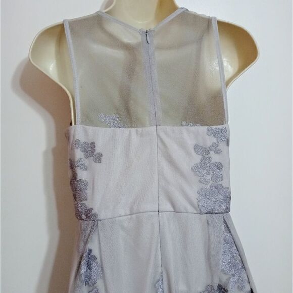 Scarlett Silver Embroidery Mesh Fit and Flare Dress 4 Petite - Picture 6 of 12